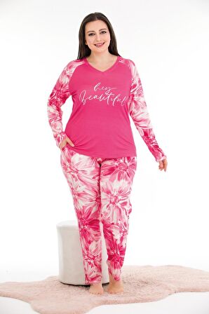 Truva Xxl Büyük Beden Pijama Takım Pembe Pj11367