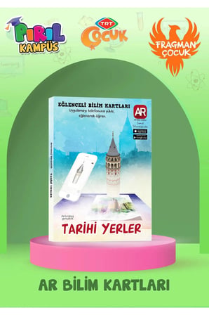 TRT ÇOCUK PIRIL Eğlenceli Bilim Kartları - Arttırılmış Gerçeklik Dinozorlar- Tarihi Yerler- Gezegen Kartları