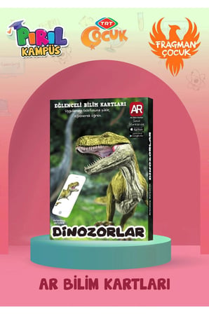 TRT ÇOCUK PIRIL AR Destekli Eğlenceli Bilim Kartları  3D Canlanan Dinozorlar 10'lu Kart Seti
