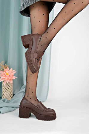 Kadın Topuklu Makosen Loafer  Ayakkabı