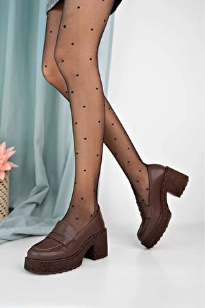 Kadın Topuklu Makosen Loafer  Ayakkabı