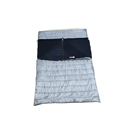 TORO-18 350 GR  SİYAH POLARLI BAŞLIKLI ÇİFT KİŞİLİK UYKU TULUMU GRİ