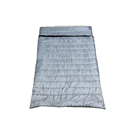 TORO-18 350 GR  SİYAH POLARLI BAŞLIKLI ÇİFT KİŞİLİK UYKU TULUMU GRİ