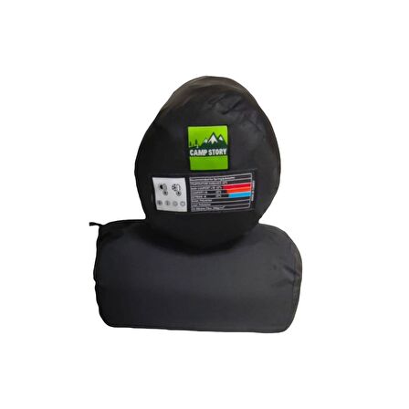TORO-18 350 GR  SİYAH POLARLI BAŞLIKLI ÇİFT KİŞİLİK UYKU TULUMU GRİ