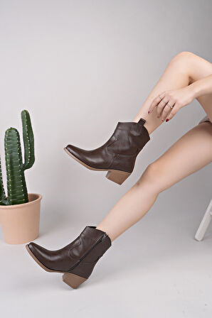 Western Acı Kahve Kısa Kovboy Çizme