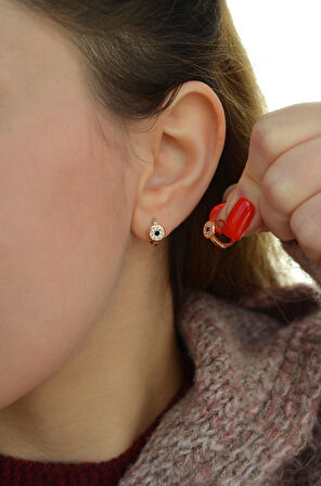 Zirkon Taşlı Mini Nazar Halka Küpe Helix Kıkırdak