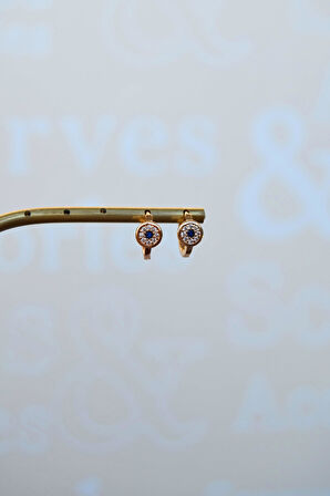 Zirkon Taşlı Mini Nazar Halka Küpe Helix Kıkırdak