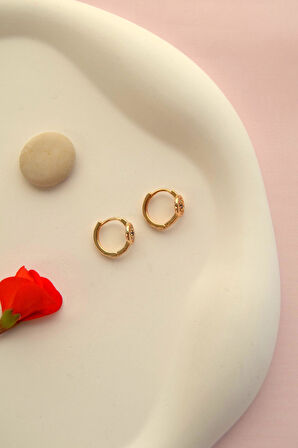 Zirkon Taşlı Mini Nazar Halka Küpe Helix Kıkırdak