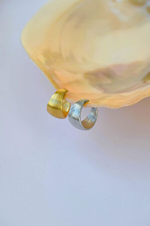 Bohem Bombeli Earcuff – Mat Geçişli Sıkıştırmalı Kıkırdak Küpesi | Rodyum Kaplama Çelik