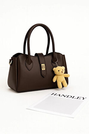 Soft Deri Kadın El ve Omuz Çantası – Peluş Ayıcık Hediyeli