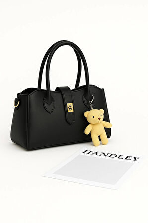 Soft Deri Kadın El ve Omuz Çantası – Peluş Ayıcık Hediyeli