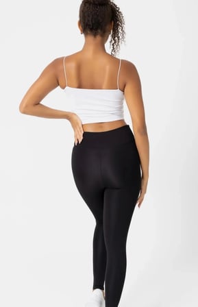 Kadın Yüksek Bel Siyah Scuba Dalgıç Kumaş Toparlayıcı Etkili Spor Tayt