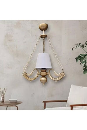 TEKLİ RİGA AVİZE ZİNCİRLİ ESKİTME KREM RENGİ ŞAPKALI