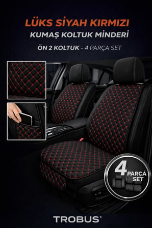 Kia Picanto Uyumlu 4 Parça Terletmez Kumaş Ön İkili Koltuk Minderi Siyah Kırmızı