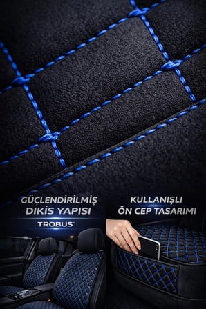 Nissan Juke Uyumlu 4 Parça Terletmez Kumaş Ön İkili Koltuk Minderi Siyah Mavi