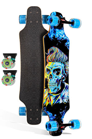 Işıklı Kaykay Silikon Teker Sessiz Semi-PRO Skeleton Model Zımparalı Skateboard Longboard 80 cm 3116