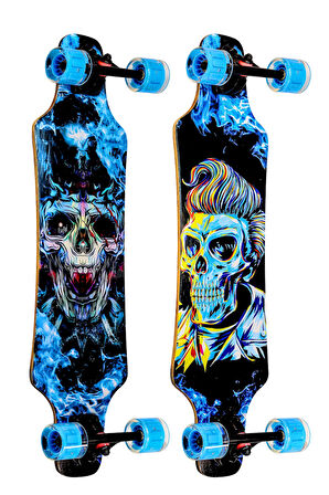 Işıklı Kaykay Silikon Teker Sessiz Semi-PRO Skeleton Model Zımparalı Skateboard Longboard 80 cm 3116