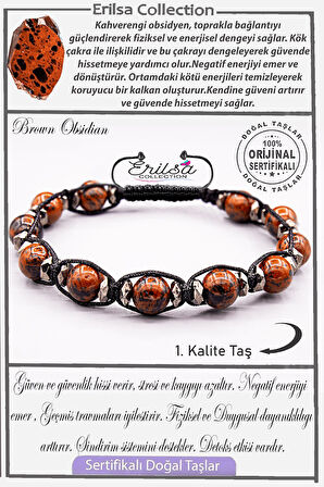 Sertifikalı AAA+ Kalite Gerçek Terahertz - Kahverengi Obsidyen Taşı Bileklik