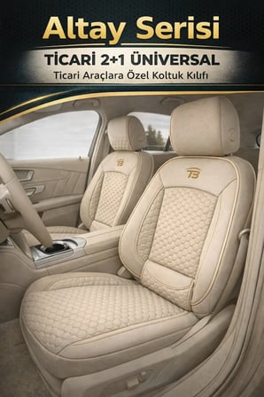 Tegin Üniversal Ticari Araç 2+1 Uyumlu Altay Serisi Bel Destekli Koltuk Kılıfı – Bej, Kolay Montaj