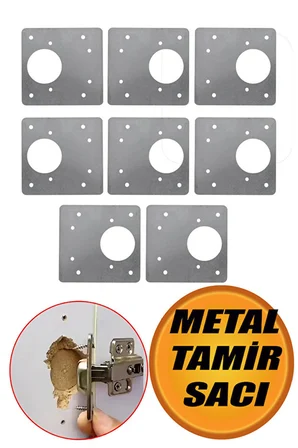 8 Parça Menteşe Tamir Seti Paslanmaz Çelik Dolap Kapak Menteşe Onarım Plakası Vidalı Tamir Aparatı