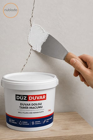 Duvar Dolgu Tamir Macunu 1 Kg + Derz Kazıyıcı Seti | Çatlak Delik Onarım Macunu  İç ve Dış Mekan