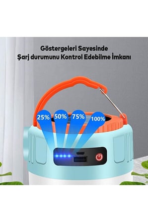 Kumandalı Solar Kamp Lambası USB Şarjlı Powerbank Özellikli Acil Durum Piknik Karavan Feneri