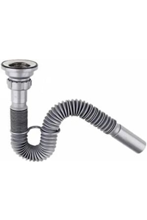 Körüklü Lavabo Sifonu 33-80 cm – Esnek Uzatılabilir Hortum, Paslanmaz Çelik Süzgeçli Lavabo Gider 