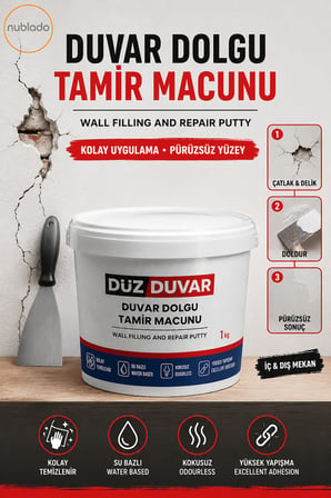 1 Kg Duvar Tamir Dolgu 2 Adet Macunu Alçı Sıva Derin Boşluk Doldurucu Giderici.