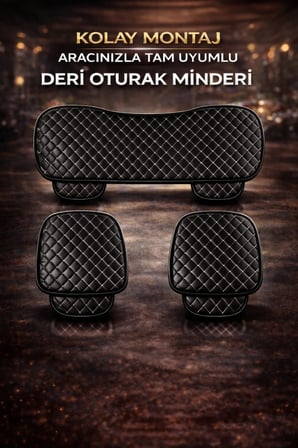 Toyota Camry 2012 ve Sonrası Uyumlu 3 Parça Deri Oturak Minder Siyah - Beyaz