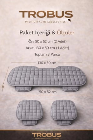 Hyundai Kona 2017 ve Sonrası Uyumlu Soft Alkantra Gri 3'lü Oto Koltuk Minder Seti