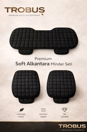 MG ZS 2020 ve Sonrası Uyumlu Soft Alkantra Siyah 3'lü Oto Koltuk Minder Seti