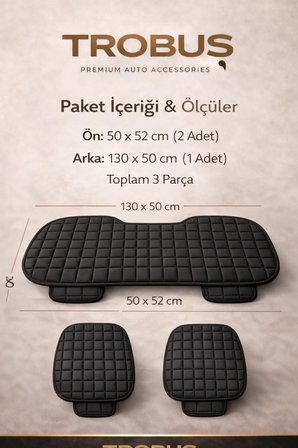 Volkswagen Taigo 2022 ve Sonrası Uyumlu Soft Alkantra Siyah 3'lü Oto Koltuk Minder Seti