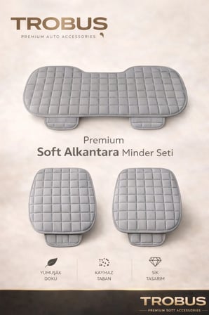Renault Kadjar 2015 ve Sonrası Uyumlu Soft Alkantra Gri 3'lü Oto Koltuk Minder Seti
