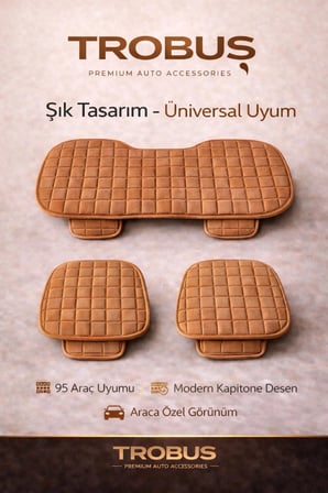 Renault Symbol ve Taliant 2008 ve Sonrası Uyumlu Soft Alkantra Taba 3'lü Oto Koltuk Minder Se