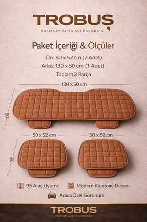Renault Symbol ve Taliant 2008 ve Sonrası Uyumlu Soft Alkantra Taba 3'lü Oto Koltuk Minder Se
