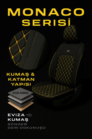 Kia Venga 2009 ve Sonrası Open World Cup Edition 5 Kapı – Ticari Araç 2+1 Uyumlu Monaco Serisi Eviza Koltuk Kılıfı – Siyah, Kolay Montaj