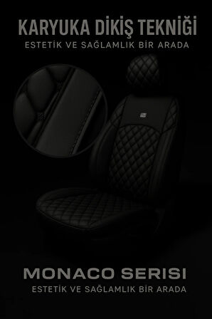 Toyota Corolla 1992-1998 Sedan – Ticari Araç 2+1 Uyumlu Monaco Serisi Eviza Koltuk Kılıfı – Siyah, Kolay Montaj