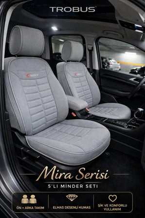 Peugeot 301 2012 ve Sonrası Uyumlu Mira Serisi Gri 5'li Oto Koltuk Minderi