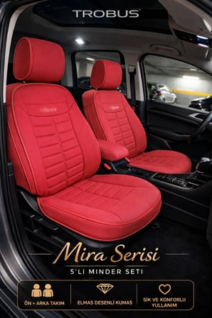 Fiat 500X 2014 ve Sonrası Uyumlu Mira Serisi Kırmızı 5'li Oto Koltuk Minderi