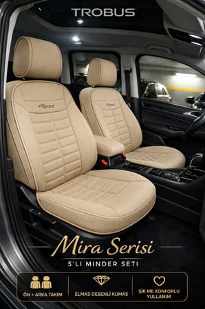 Hyundai i20 2008 ve Sonrası Uyumlu Mira Serisi Bej 5'li Oto Koltuk Minderi