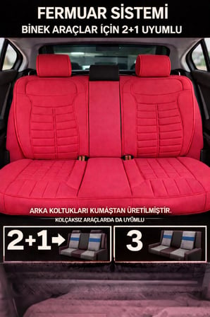 Kia Rio 2011 ve Sonrası Uyumlu Mira Serisi Kırmızı 5'li Oto Koltuk Minderi