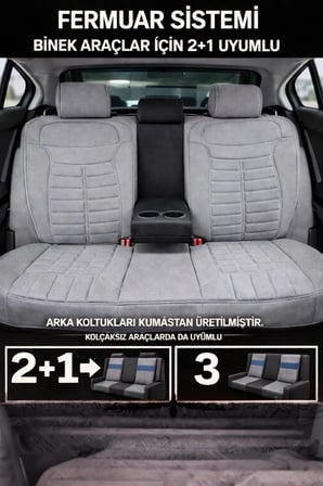 Nissan Qashqai 2007 ve Sonrası Uyumlu Mira Serisi Gri 5'li Oto Koltuk Minderi