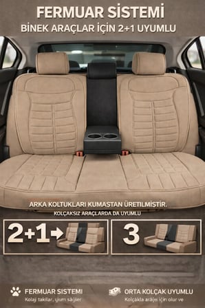 Chery Tiggo 7 Pro 2023 ve Sonrası Uyumlu Mira Serisi Bej 5'li Oto Koltuk Minderi