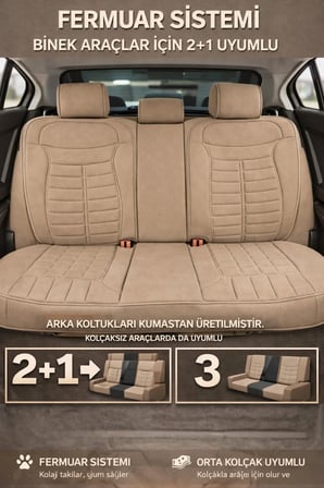 Chery Tiggo 7 Pro 2023 ve Sonrası Uyumlu Mira Serisi Bej 5'li Oto Koltuk Minderi