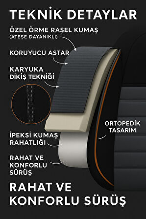 Honda City 2002–2022 Natura Serisi Raşel Füme Siyah Koltuk Kılıfı