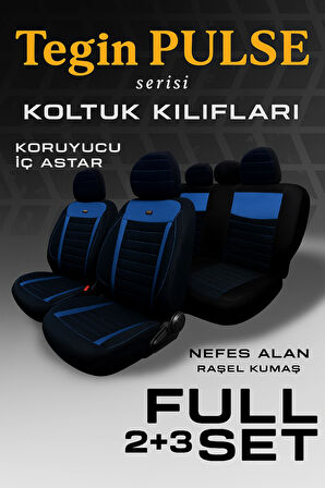 Mini R50 (Ilk Bmw Üretimi 3 Kapı) 2001–2006 Pulse Serisi Raşel Siyah Mavi Koltuk Kılıfı