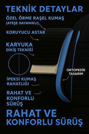 Bmw 5 Serisi E39 1995-2003 Pulse Serisi Raşel Siyah Mavi Koltuk Kılıfı