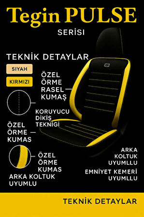 Hyundai Galloper (Kısa & Uzun) 1991–2003 Pulse Serisi Raşel Siyah Sarı Koltuk Kılıfı