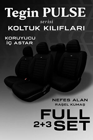 Jaguar Xf 2007–Sonrası Pulse Serisi Raşel Siyah Koltuk Kılıfı