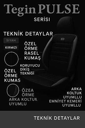 Peugeot 207 / Cc / Sw 2006–2014 Pulse Serisi Raşel Siyah Koltuk Kılıfı